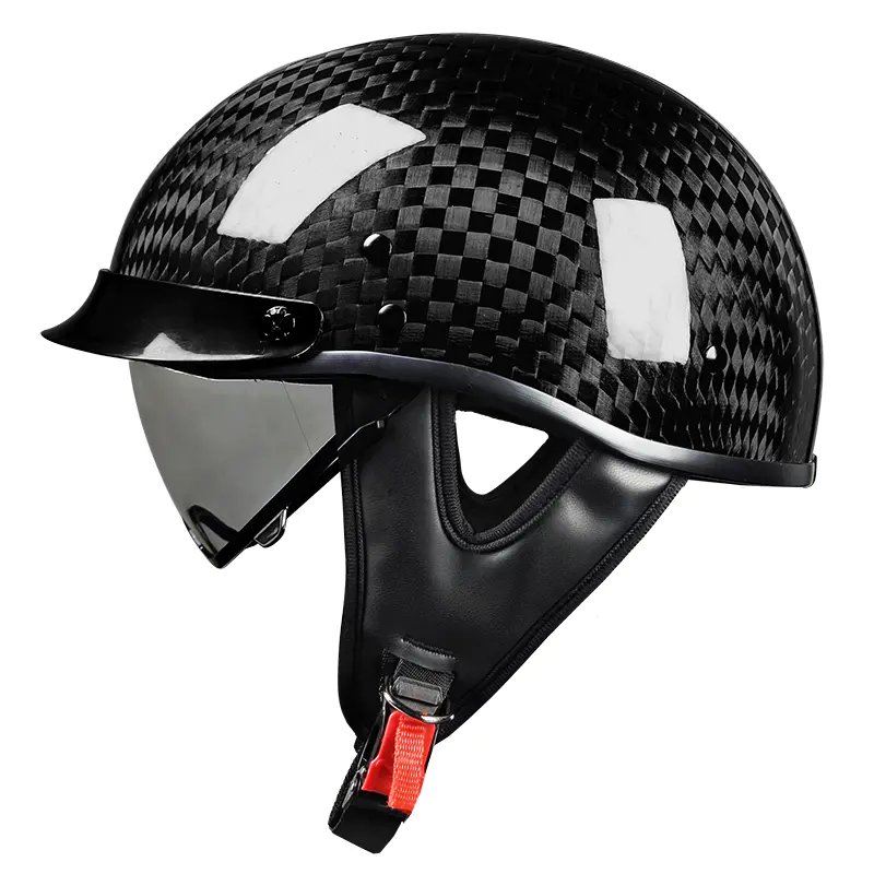 Capacete de motocicleta retrô de fibra de carbono 805, meia face, capacete de motocross para turismo e corrida
