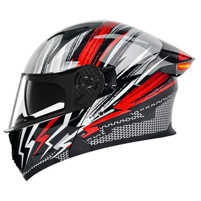 Capacete de motocicleta com luz traseira de segurança K9 LED com certificação DOT Capacete flip up