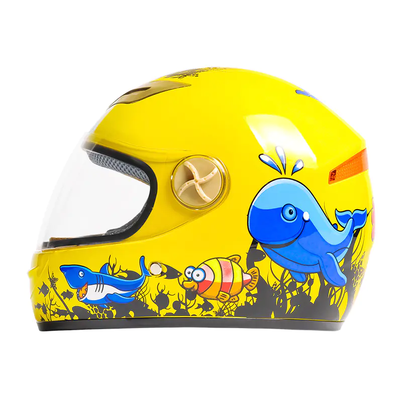 501 ABS Capacete facial completo para motocicleta infantil com padrão de desenho animado Capacete de motocross
